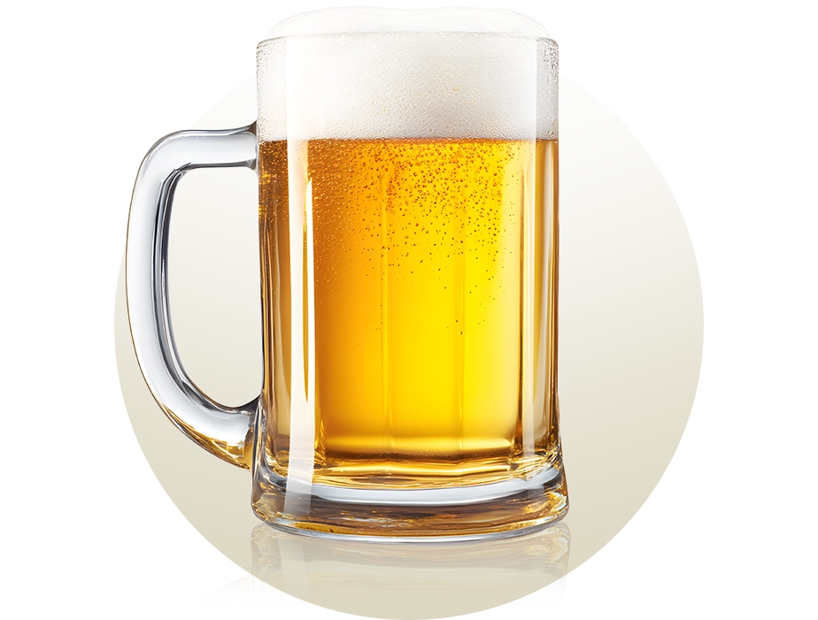 Beer mug, with a sturdy body and side handle, ideal for maintaining the beer’s temperature and providing a firm grip, traditionally used for styles such as Lager, Pilsner, and Märzen.