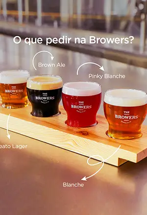 Suporte com as 4 diferentes cervejas The Browers