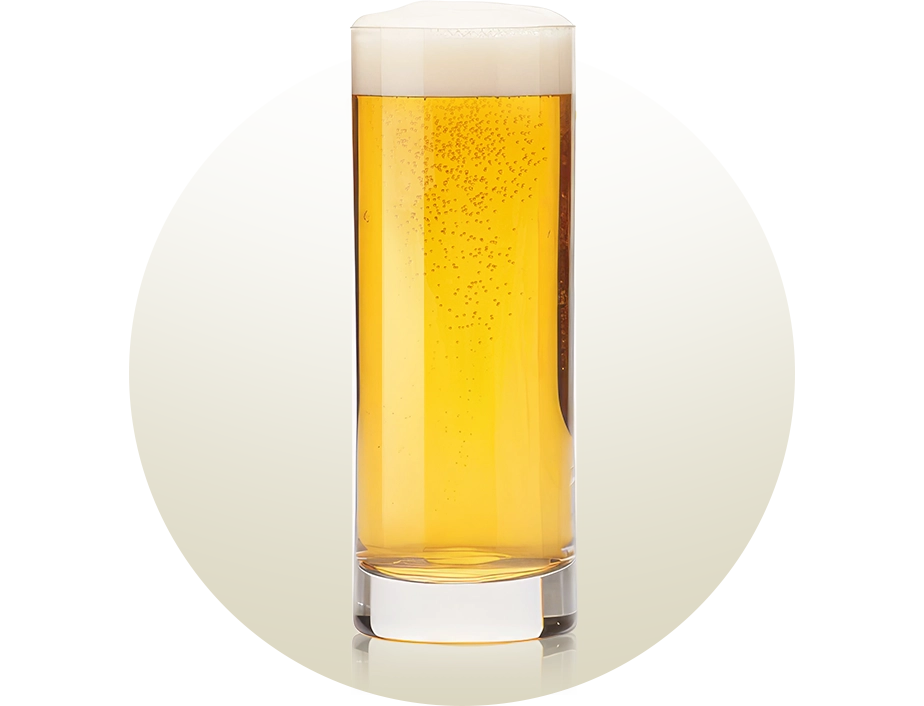 Beer glass of the Stange type, tall, narrow, and cylindrical, ideal for showcasing the color, clarity, and subtle aromas of delicate beers such as Kölsch and Altbier.