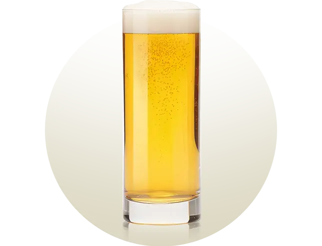 Copo de cerveja tipo Stange, alto, estreito e cilíndrico, ideal para destacar a cor, o brilho e os aromas sutis de cervejas delicadas como Kölsch e Altbier.