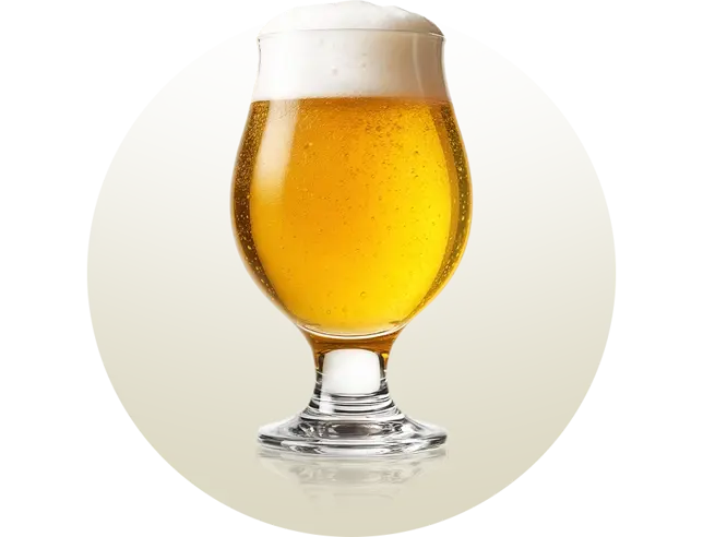 Copo de cerveja tipo Tulipa, com corpo arredondado e boca que se abre ligeiramente para fora, ideal para realçar os aromas e preservar a espuma de cervejas aromáticas como as Belgian Ales e IPAs.