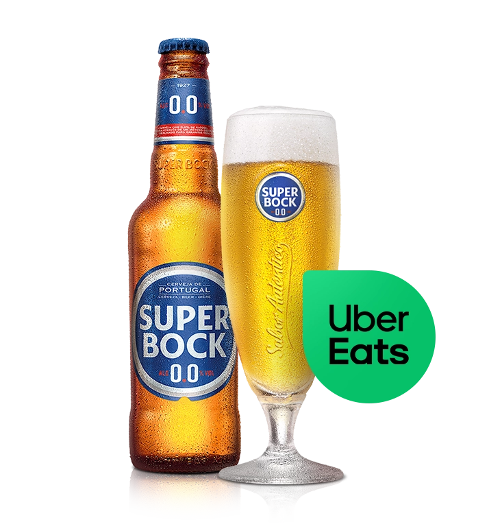 Garrafa e Copo de Cerveja Super Bock 0.0% - Desconto Uber Eats 