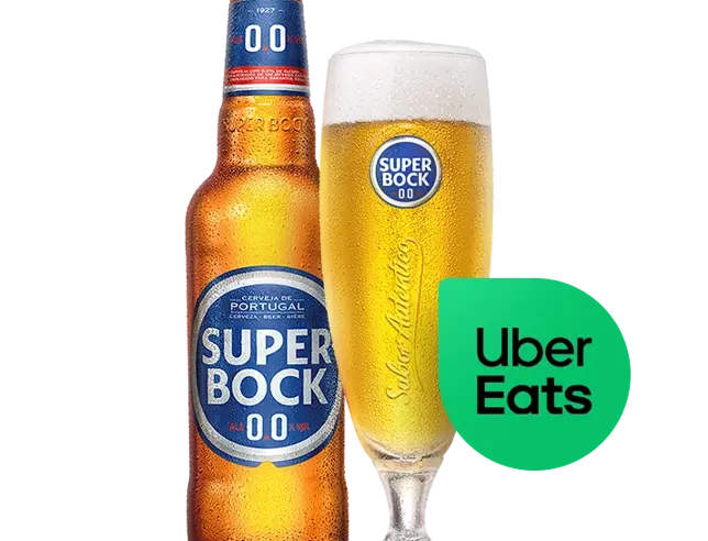 Garrafa e Copo de Cerveja Super Bock 0.0% - Desconto Uber Eats