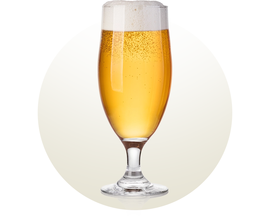 Beer glass of the Pokal type, with an elegant shape featuring a curved body and short stem, ideal for maintaining temperature and highlighting the aroma and clarity of lighter or specialty lager beers.